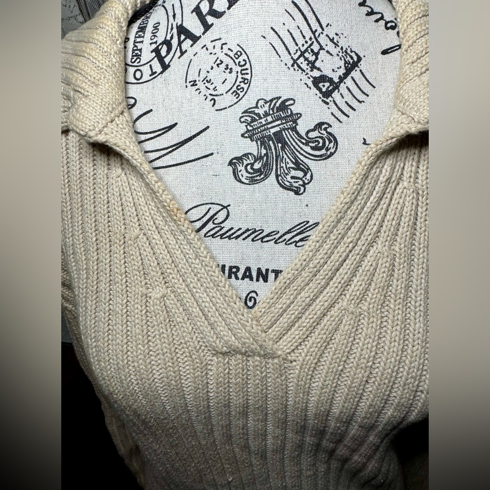 Thick Ribbed Collared Sweater. - Picture 5 of 10
